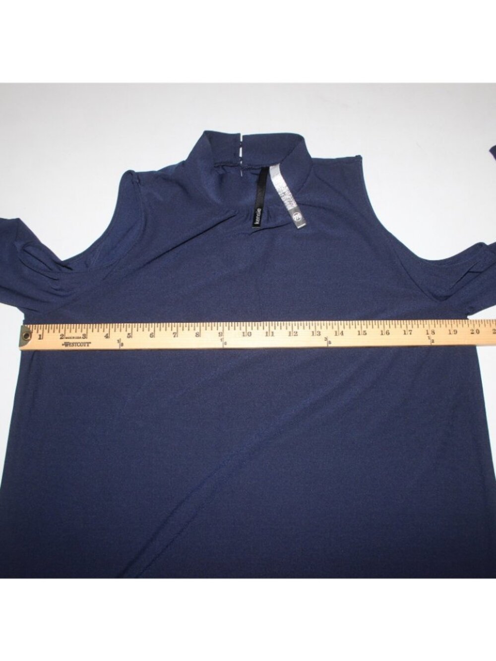 Kensie Dress NEW Sz M Navy Blue Cold Shoulder Turtleneck Poly Spandex Dress - Picture 11 of 12